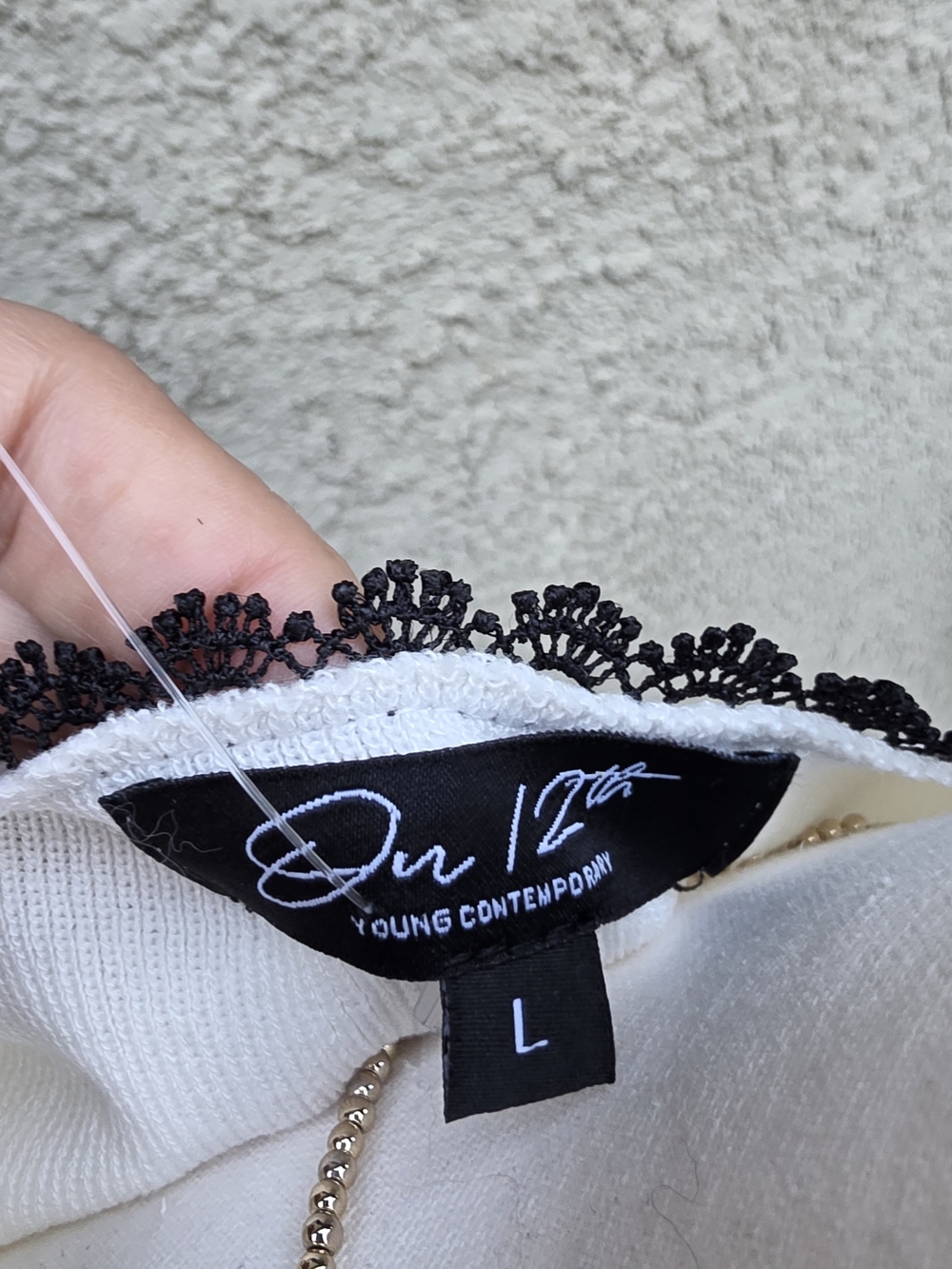 NEW White Knit Camisole with Black Lace Accents - Picture 6 of 8